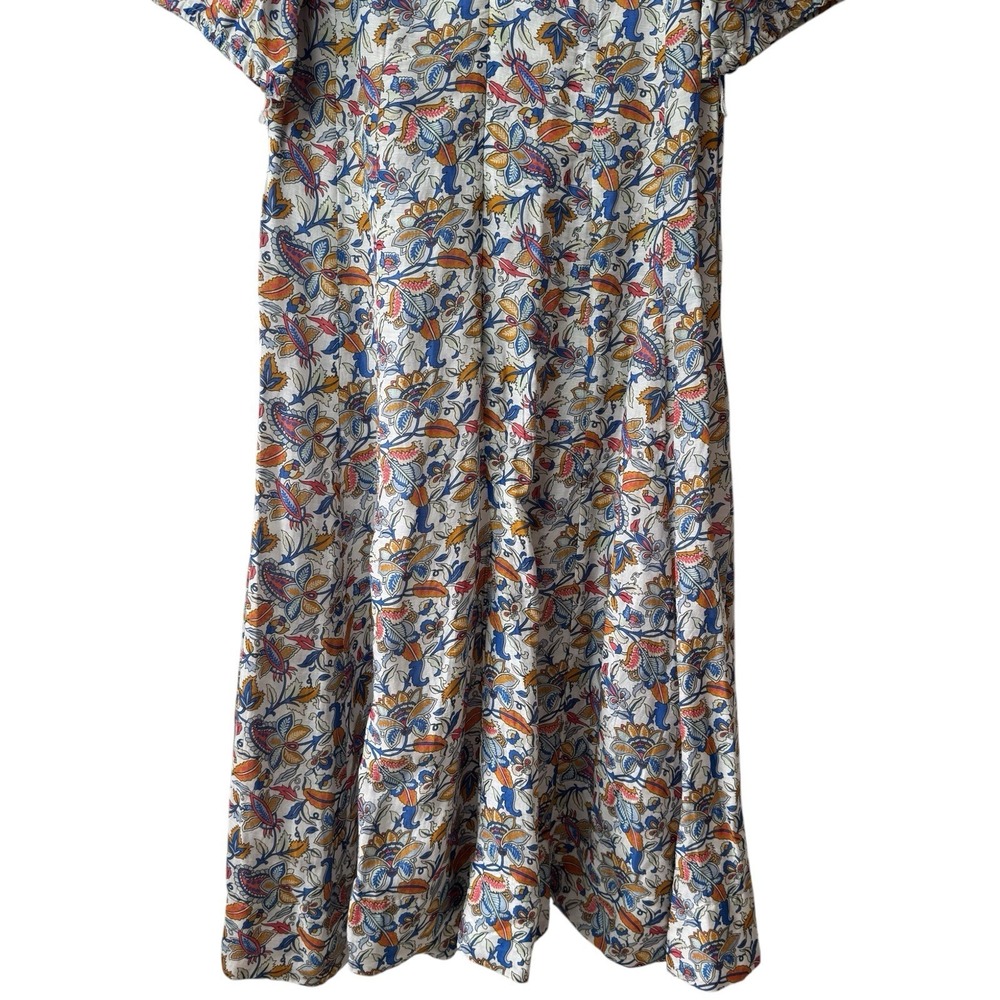 Boden Full Skirt Paneled Linen Blend Midi Dress  Multicolor Paisley Vine 12 - Picture 8 of 12